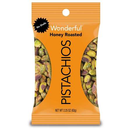 WONDERFUL PISTACHIOS No Shell Honey Roasted Pistachios 2.25 oz., PK24 HR0146A25M